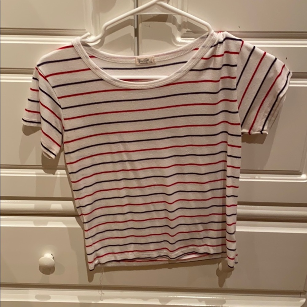 White red and blue tee